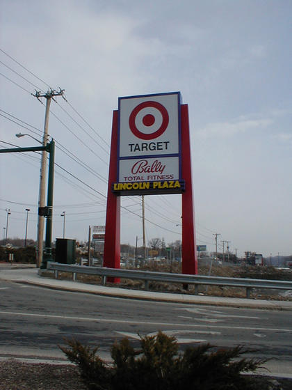 Worcester MA, Large Illuminated Pylon Sign, Hi-Rise Pylon Sign