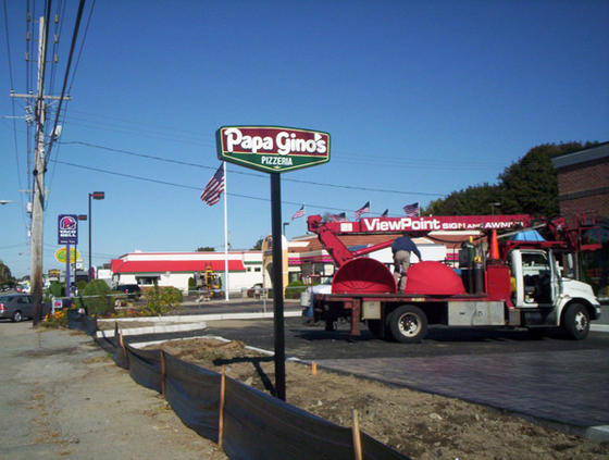 Large RI Pylon Sign, RI Crane Installation, RI Sign Co